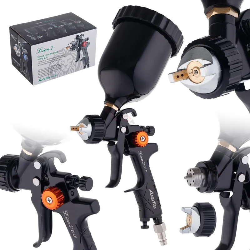 Pistolet lakierniczy LION 2 1,7mm HVLP AUARITA górny zbiornik, Czarny/Pomarańczowy Cena promocyjna