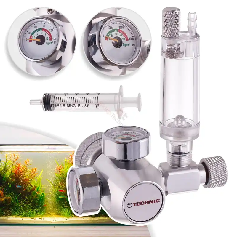 Reduktor CO2 do AKWARIUM Licznik Bąbelków Regulator Akwarystyczny Manometry Promocja