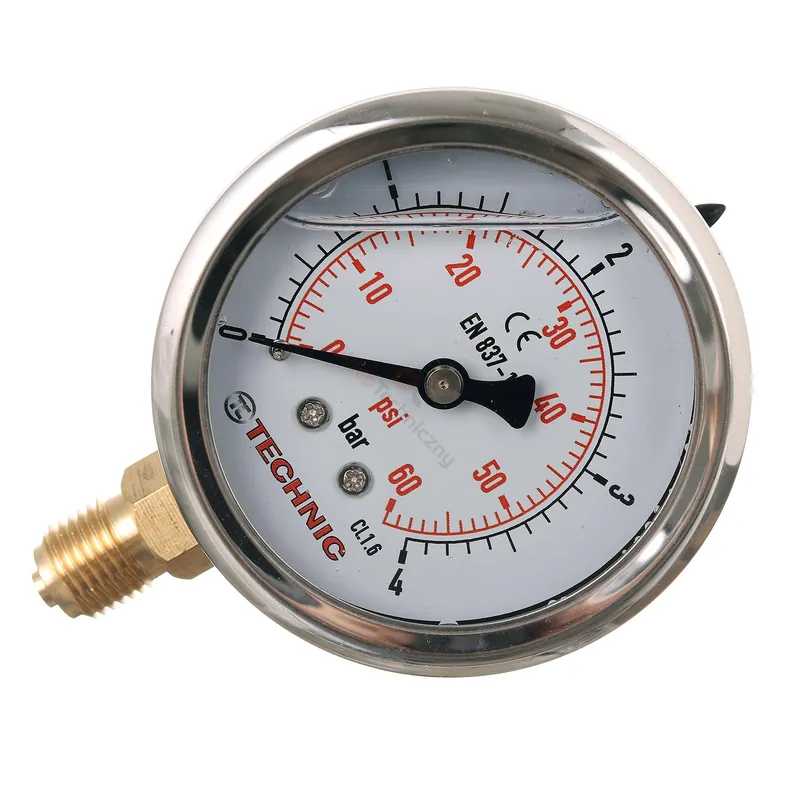 Wyjątkowa oferta Manomet ciśnieniomierz Zegar Glicerynowy 63mm 0-4 bar Gwint 1/4" Dolny