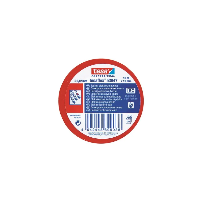 TAŚMA ELEKTROIZOL.7000V PCW 10M:15MM CZERWONA (H5394703) Bestseller