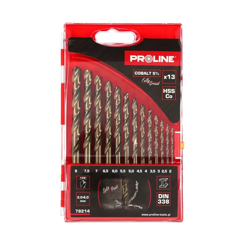 Nie przegap WIERTŁA DO METALU HSSCO DIN338 SZLIF.13SZT(2-8MM) PROLINE