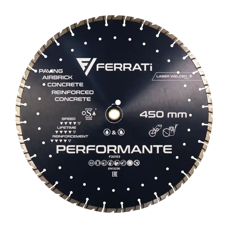 Tarcza diamentowa do betonu, rur betonowych Ø 450 mm PERFORMANTE F20153 FERRATI Ograniczona ilość