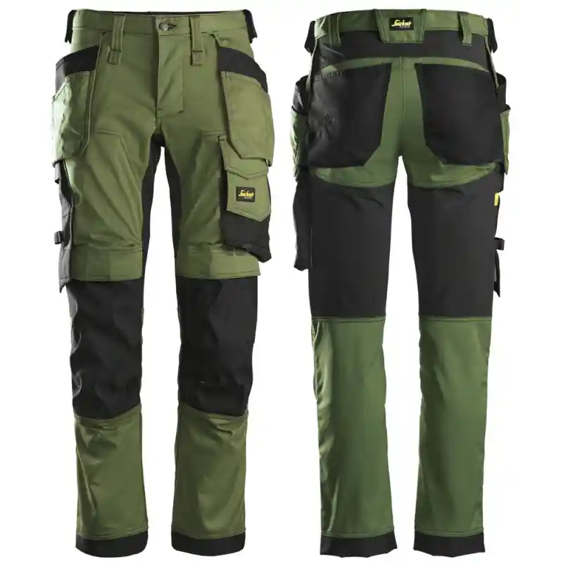 Ostatnie sztuki Spodnie 6241 stretch AllroundWork z workami kieszeniowymi kolor khaki green/black rozm. 58 62413104058 SNICKERS WORKWEAR