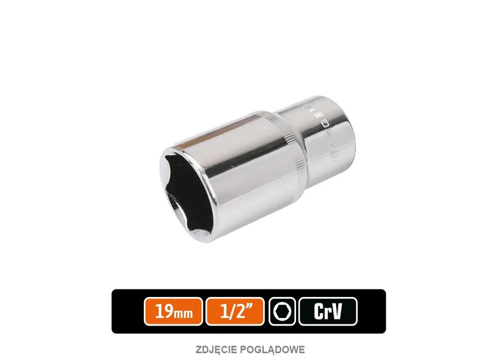 Niska cena Klucz nasadowy 1/2" sześciokątny długi 19 mm / TEGER