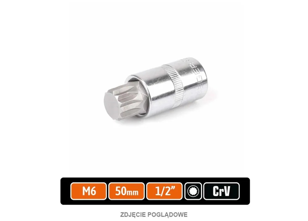 Tani Klucz nasadowy 1/2" z bitem SPLINE 55 mm/M6 / TEGER