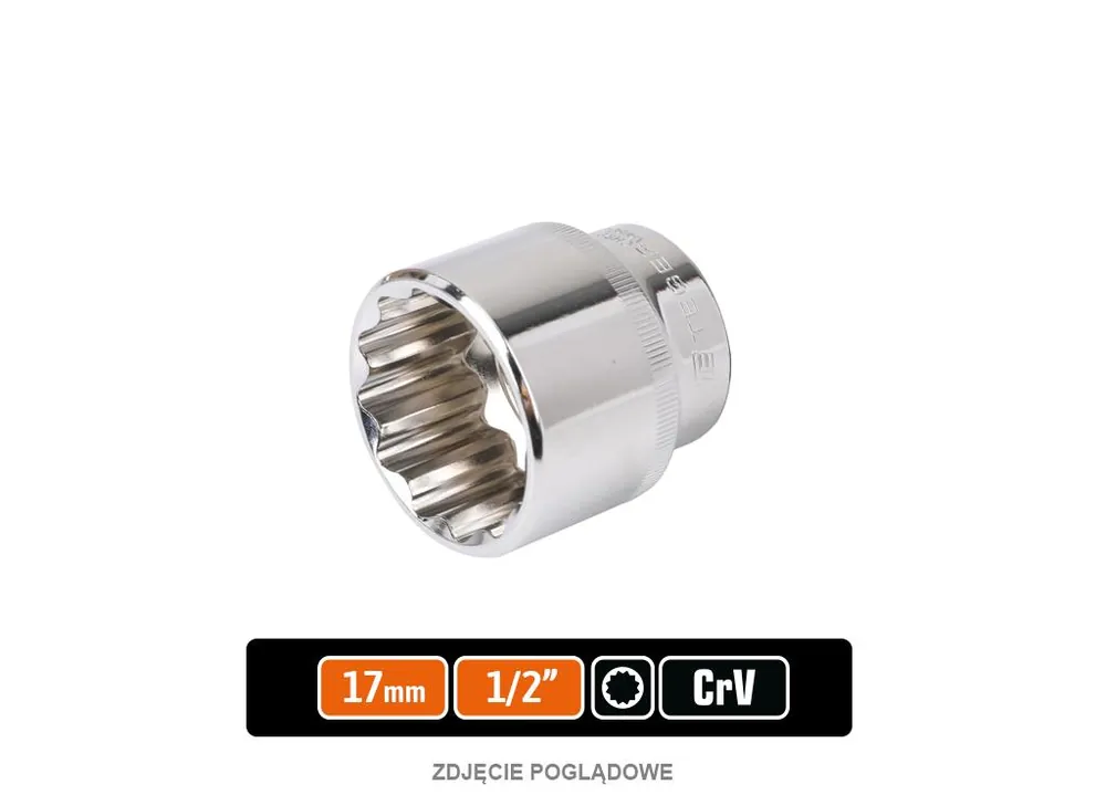 Ostatnie sztuki Klucz nasadowy 1/2" dwunastokątny 17 mm / TEGER
