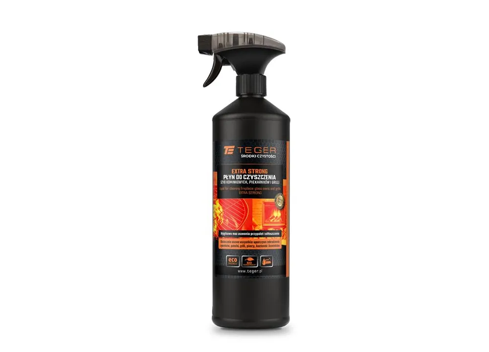 Popularny Płyn do czyszczenia szyb kominkowych, piekarników i grili EXTRA STRONG, 1l - atomizer, Teger