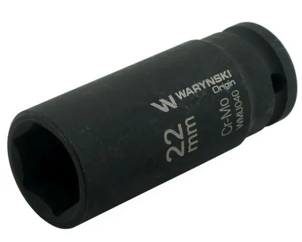 Nasadka udarowa sześciokątna długa 1/2". 22 mm. CrMo. DIN 3129. Waryński Bestseller